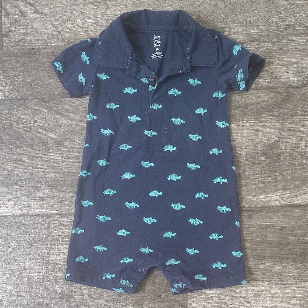 Navy Blue Turtle Print Kids One Piece